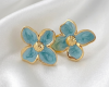 3107 Kolczyki złote stal chirurgiczna wiszące 316L lato wakacje kwiat